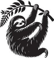 Sloth, Black and White Vector illustration