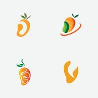 collection of mango fruit logos and symbols perfect for business,fresh fruit shop branding,etc isolated on gray background vector