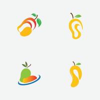 colección de mango Fruta logos y símbolos Perfecto para negocio, fresco Fruta tienda marca, etc. aislado en gris antecedentes vector