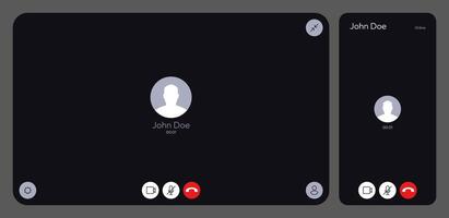 vídeo llamada ui en línea reunión charla conversacion interfaz, web conferencia aplicación con vídeo llamada y voz llamar. vector Bosquejo modelo