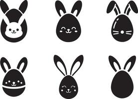 Cute Bunny Ear Easter Egg Silhouette Style vector