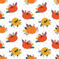 Thanksgiving Day seamless pattern with pumpkins vector