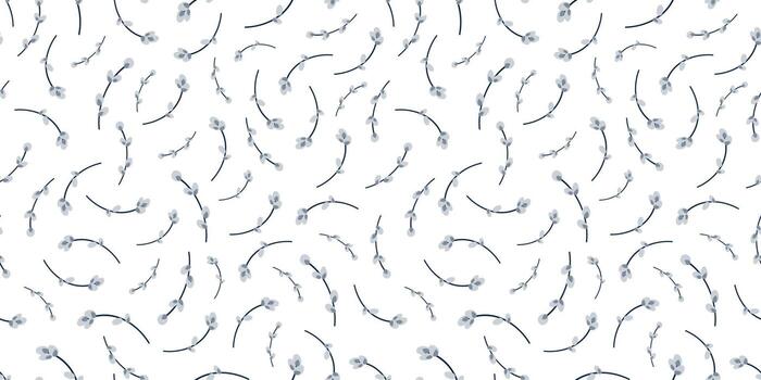 easter seamless pattern with willow twigs vector