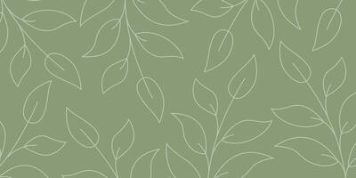Abstract foliage line art vector background. Leaf wallpaper of beautiful leaves, leaf branch, plants in hand drawn pattern. Botanical jungle illustrated for banner, prints, decoration, fabric
