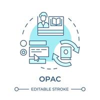 OPAC soft blue concept icon. Online public catalog. Library management system. User service. Round shape line illustration. Abstract idea. Graphic design. Easy to use in infographic, blog post vector