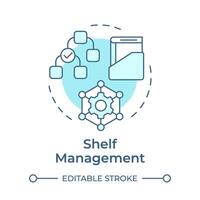 Shelf management soft blue concept icon. Book maintenance, inventory processes. Literature categorizing. Round shape line illustration. Abstract idea. Graphic design. Easy to use in infographic vector