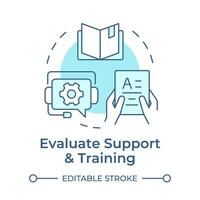 Evaluate support and training soft blue concept icon. Skill development, professional growth. Round shape line illustration. Abstract idea. Graphic design. Easy to use in infographic, blog post vector