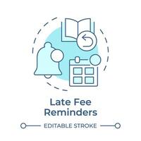 Late fee reminders soft blue concept icon. Financial management, notification bell. Round shape line illustration. Abstract idea. Graphic design. Easy to use in infographic, blog post vector