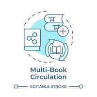 Multi-book circulation soft blue concept icon. Customer service, user experience. Round shape line illustration. Abstract idea. Graphic design. Easy to use in infographic, blog post vector