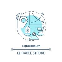 Equilibrium soft blue concept icon. Demand and supply balance. Price tag on scale. Round shape line illustration. Abstract idea. Graphic design. Easy to use in brochure marketing vector