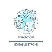 Expectations soft blue concept icon. Expectations about prices, income, product availability. Round shape line illustration. Abstract idea. Graphic design. Easy to use in brochure marketing vector