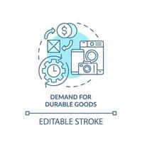 Demand for durable goods soft blue concept icon. Products with long usage life. Round shape line illustration. Abstract idea. Graphic design. Easy to use in brochure marketing vector