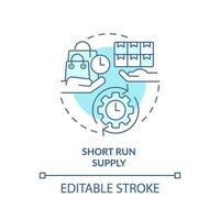 Short run supply soft blue concept icon. Goods and services over brief period. Round shape line illustration. Abstract idea. Graphic design. Easy to use in brochure marketing vector