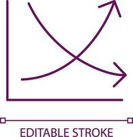 Equilibrium curves RGB color icon. Supply and demand curves intersect. Law of supply. Isolated vector illustration. Simple filled line drawing. Editable stroke