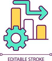 Higher demand for goods and services RGB color icon. Graph of profitable. Mechanism of supply. Isolated vector illustration. Simple filled line drawing. Editable stroke