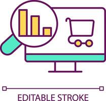 Keep track of profits RGB color icon. Online shopping by computer. Graph of price and quantity. Isolated vector illustration. Simple filled line drawing. Editable stroke