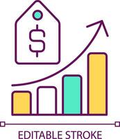 Demand curve RGB color icon. Graph of price of good and quantity demanded. Isolated vector illustration. Simple filled line drawing. Editable stroke