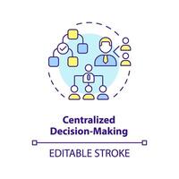 Centralized decision-making multi color concept icon. Senior leaders make decisions. Tasks distribution. Round shape line illustration. Abstract idea. Graphic design. Easy to use in marketing vector