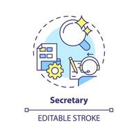 Secretary multi color concept icon. Correspondence management. Accountabilities of employees. Round shape line illustration. Abstract idea. Graphic design. Easy to use in promotional material vector