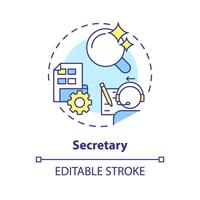 Secretary multi color concept icon. Correspondence management. Accountabilities of employees. Round shape line illustration. Abstract idea. Graphic design. Easy to use in promotional material vector