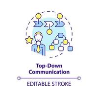 Top-down communication multi color concept icon. Leaders communicate strategies to subordinates. Round shape line illustration. Abstract idea. Graphic design. Easy to use in promotional material vector