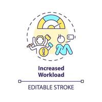 Increased workload multi color concept icon. High stress level due to work. Multitasking, burnout. Round shape line illustration. Abstract idea. Graphic design. Easy to use in promotional material vector