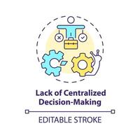 Centralized decision-making lack multi color concept icon. Prolong process of coming to conclusion. Round shape line illustration. Abstract idea. Graphic design. Easy to use in promotional material vector