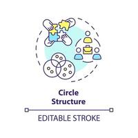 circulo estructura multi color concepto icono. autoorganizado círculos con claro objetivo. cooperación. redondo forma línea ilustración. resumen idea. gráfico diseño. fácil a utilizar en promocional material vector