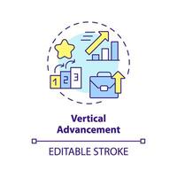 Vertical advancement multi color concept icon. Career progression. More authority, responsibility. Round shape line illustration. Abstract idea. Graphic design. Easy to use in promotional material vector