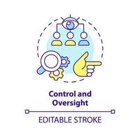 Control and oversight multi color concept icon. Monitoring and directing work of employees. Round shape line illustration. Abstract idea. Graphic design. Easy to use in promotional material vector