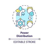 Power distribution multi color concept icon. Responsibility. Employee engagement in decision-making. Round shape line illustration. Abstract idea. Graphic design. Easy to use in promotional material vector