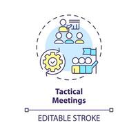 Tactical meetings multi color concept icon. Focused gatherings for discuss, coordinate daily work. Round shape line illustration. Abstract idea. Graphic design. Easy to use in promotional material vector