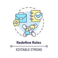 Redefine roles multi color concept icon. Defining responsibilities within organization. Round shape line illustration. Abstract idea. Graphic design. Easy to use in promotional material vector