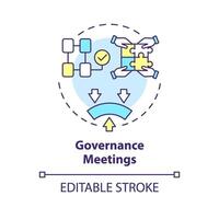 Governance meetings multi color concept icon. Team building. Updating internal structure and roles. Round shape line illustration. Abstract idea. Graphic design. Easy to use in promotional material vector