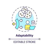 Adaptability multi color concept icon. Flexibility. Company promptly respond to new challenges. Round shape line illustration. Abstract idea. Graphic design. Easy to use in promotional material vector