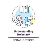 Understanding holacracy multi color concept icon. Analysis of information on decentralized management. Round shape line illustration. Abstract idea. Graphic design. Easy to use in promotional material vector