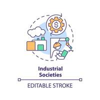 Industrial societies multi color concept icon. Use of technology and machinery. Economic development. Round shape line illustration. Abstract idea. Graphic design. Easy to use in article vector