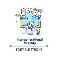 Intergenerational mobility multi color concept icon. Pattern of social mobility. Change social status across generation. Round shape line illustration. Abstract idea. Graphic design. Easy to use vector