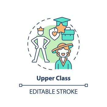 Upper class multi color concept icon. Class system. Richest members of society. Affluent lifestyle. Round shape line illustration. Abstract idea. Graphic design. Easy to use in article vector