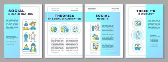 Social stratification blue gradient brochure template. Leaflet design with linear icons. Editable 4 vector layouts for presentation, annual reports