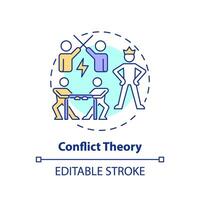 Conflict theory multi color concept icon. Social stratification. Struggling for power and influence. Structural inequality. Round shape line illustration. Abstract idea. Graphic design. Easy to use vector