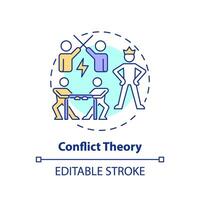 Conflict theory multi color concept icon. Social stratification. Struggling for power and influence. Structural inequality. Round shape line illustration. Abstract idea. Graphic design. Easy to use vector