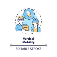 Vertical mobility multi color concept icon. Shift from lower class to middle class. Career and social ladder. Round shape line illustration. Abstract idea. Graphic design. Easy to use vector