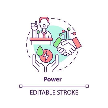 Power multi color concept icon. Aspect of social stratification. Social status. Influence and prestige. Round shape line illustration. Abstract idea. Graphic design. Easy to use in article vector
