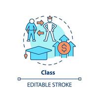 Class system multi color concept icon. Social stratification. Socioeconomic factors. Wealth inequality. Economic disparity. Round shape line illustration. Abstract idea. Graphic design vector