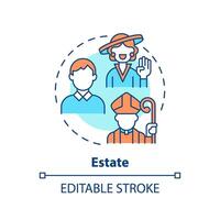 Estate systems multi color concept icon. Social stratification. Economic disparity. Feudal system. Social hierarchy. Round shape line illustration. Abstract idea. Graphic design. Easy to use in book vector