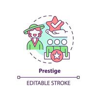 Prestige multi color concept icon. Aspect of social stratification. High society. Upper class. Societal status. Round shape line illustration. Abstract idea. Graphic design. Easy to use in article vector