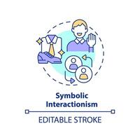 Symbolic interactionism multi color concept icon. Theory of social stratification. Self expression. Round shape line illustration. Abstract idea. Graphic design. Easy to use in article vector