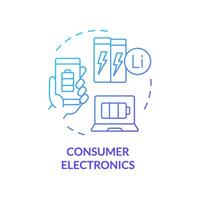 Consumer electronics blue gradient concept icon. Portable lithium ion batteries. Safe energy solution. Round shape line illustration. Abstract idea. Graphic design. Easy to use in brochure, booklet vector