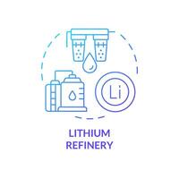 Lithium refinery blue gradient concept icon. Cell assembling. Resource administration. Battery production industry. Round shape line illustration. Abstract idea. Graphic design. Easy to use vector